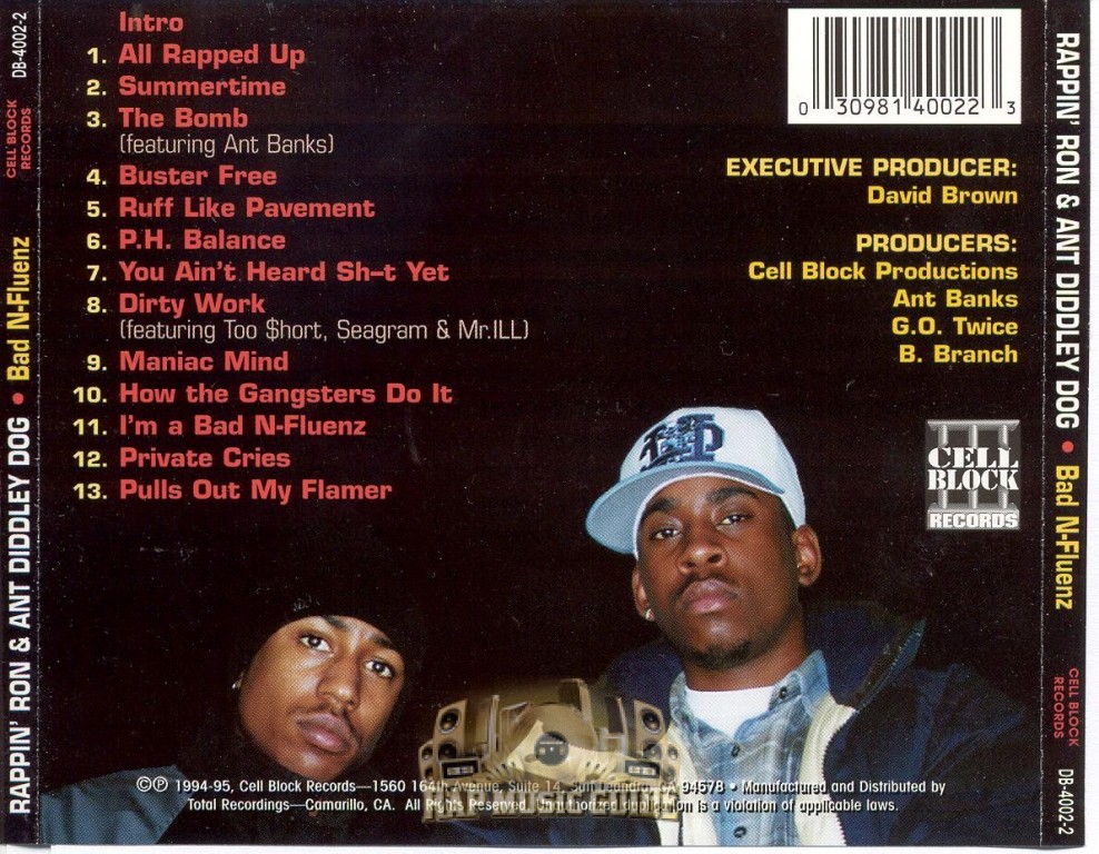 Rappin' Ron & Ant Diddley Dog - Bad N-Fluenz: Re-Release. CD | Rap 